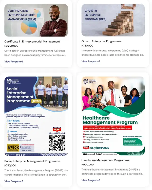 EDC Programs Portal, screen 1
