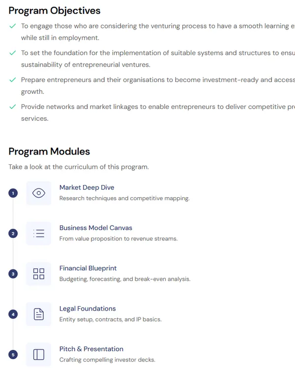 EDC Programs Portal, screen 2