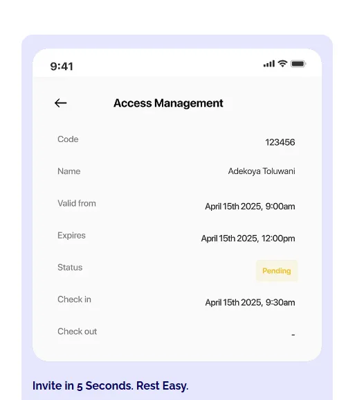 SmartGate visitor access code details